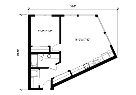 Stack House Apartments in Seattle, Washington 1x1 Floor Plan
